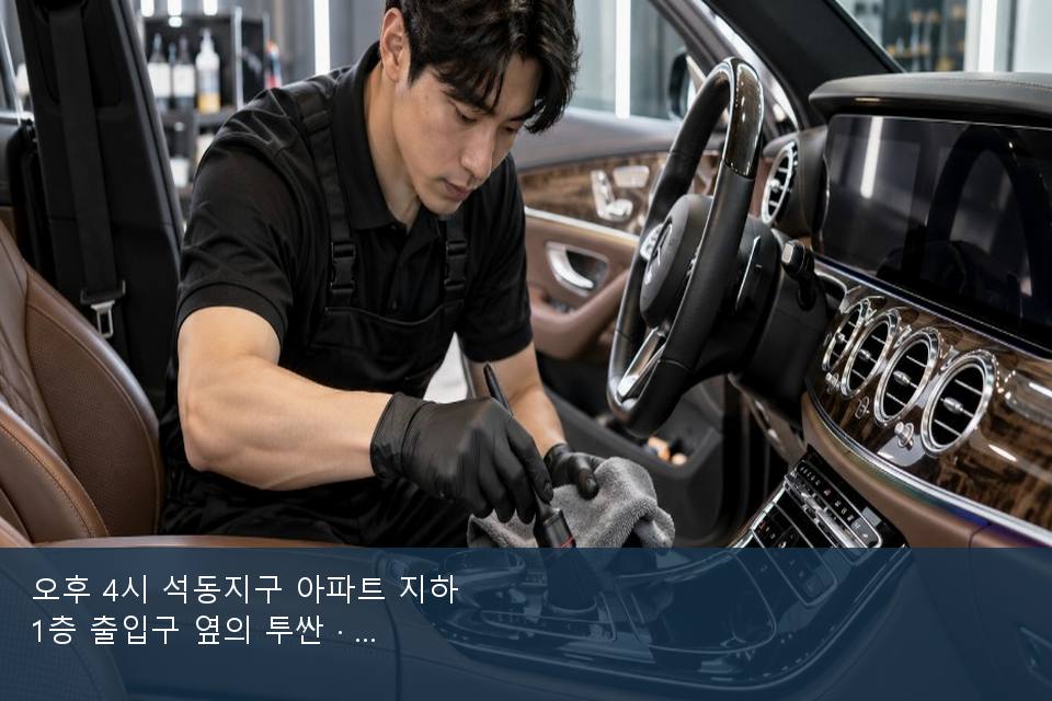 오후 4시 석동지구 아파트 지하 1층 출입구 옆의 투싼 · 방문 전에 확인한 것